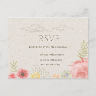 Convite Cartão postal RSVP de Casamento de Meadow Summer