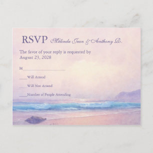 Convite Cartão postal RSVP de Casamento de Praia da Summer