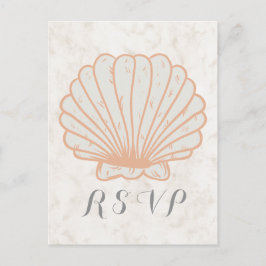 Convite Cartão postal RSVP de Casamento de Seashell Russo 