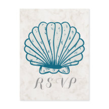 Cartão postal RSVP de Casamento de Seashell Russo 