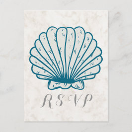 Convite Cartão postal RSVP de Casamento de Seashell Russo 