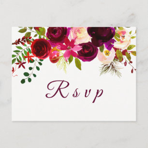 Convite Cartão postal RSVP de Casamento do Boho Floral Ver