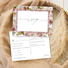 Convite Cartão postal RSVP de Casamento Floral Cor-de-Água