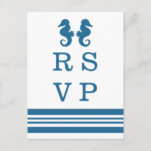 Convite Cartão postal RSVP de Casamento Marítimo Náutico