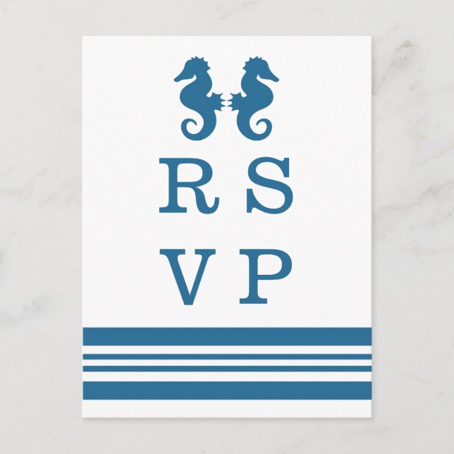 Convite Cartão postal RSVP de Casamento Marítimo Náutico (Frente)