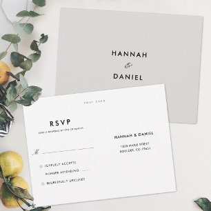 Convite Cartão postal RSVP de Casamento Moderno Elegante 