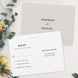 Convite Cartão postal RSVP de Casamento Moderno Elegante S
