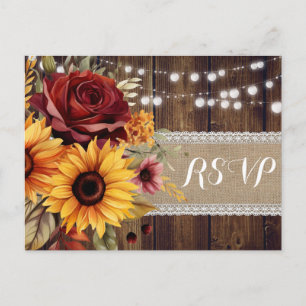 Convite Cartão postal RSVP de Casamento Russo de Girassol 