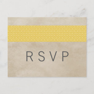 Convite Cartão postal RSVP de Damasco Russo Amarelo