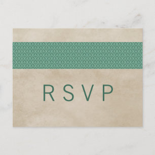 Convite Cartão postal RSVP de Damasco Russo Verde