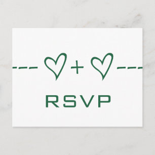 Convite Cartão postal RSVP de Equação de Coração Verde