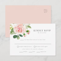 Cartão-postal RSVP de Escolha Floral de Blush Eleg