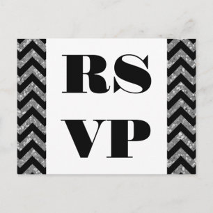 Convite Cartão postal RSVP de Glitter Chevron