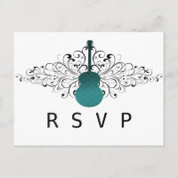 Cartão postal RSVP de Guitarra Teal Swirls
