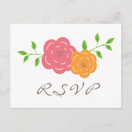 Convite Cartão postal RSVP de Laranja Vermelho Bloom