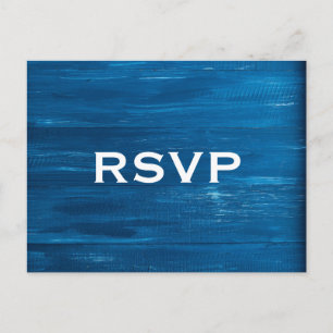 Convite Cartão postal RSVP de Madeira Pintado Azul