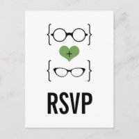 Cartão postal RSVP de Óculos Geeky Verdes