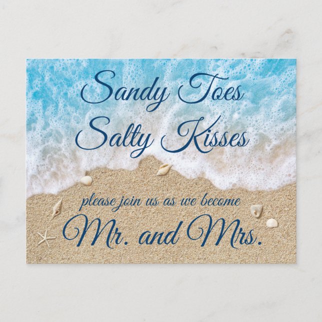 Convite Cartão postal RSVP de Ondas de Praia Azul (Frente)