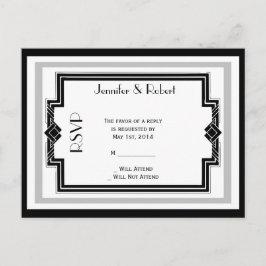 Convite Cartão postal RSVP de Quadro de Deco de Arte Branc