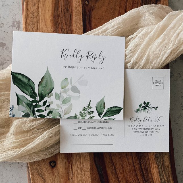 Convite Cartão postal RSVP de Solicitação de Música Emeral (Criador carregado)