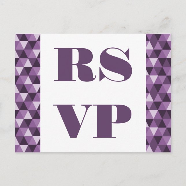 Convite Cartão postal RSVP de Triângulos Geométricos Roxos (Frente)