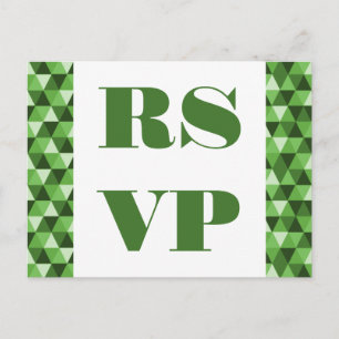 Convite Cartão postal RSVP de Triângulos Geométricos Verde