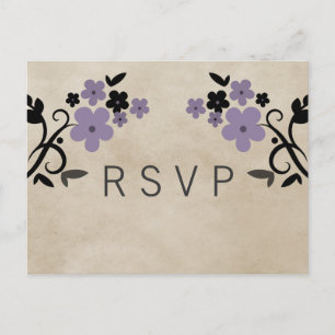 Convite Cartão postal RSVP Floral de Vintage Purple Sweet