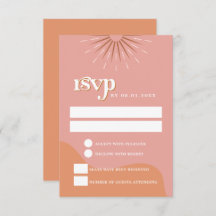 Cartão-postal RSVP TRIXIE Retro Rosa e Orange 70