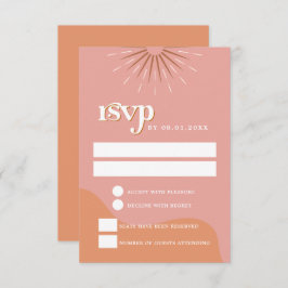 Convite Cartão-postal RSVP TRIXIE Retro Rosa e Orange 70