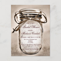 CARTÃO POSTAL Rustic Mason Jar Chá de panela