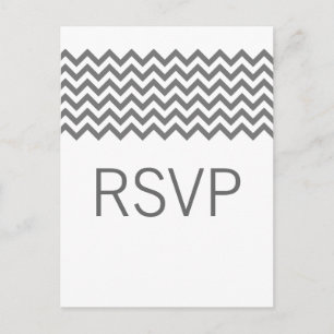 Convite Cartão postal Simples Chevron RSVP de cinza
