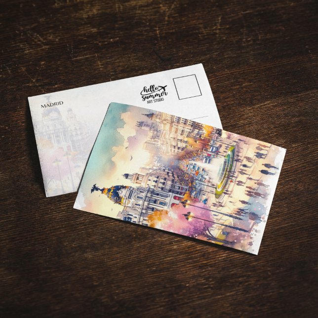 Convite Cartão-postal Watercolor de Espanha Madrid (Criador carregado)