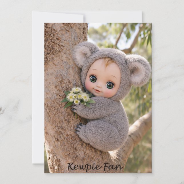 Convite Cartãozinho de Bebê Koala Fã da Kewpie (Frente)