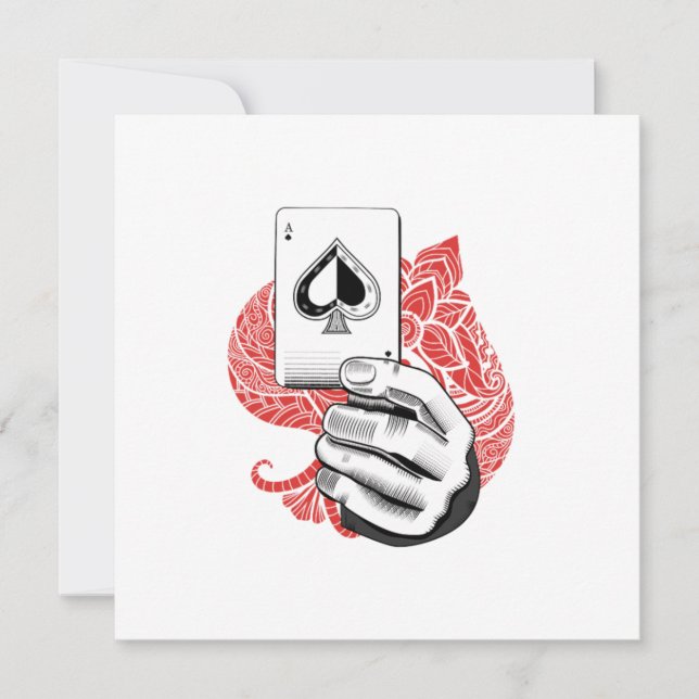Convite Cartas Ás Espadas Cassino Jogador Pôquer Presente  (Frente)