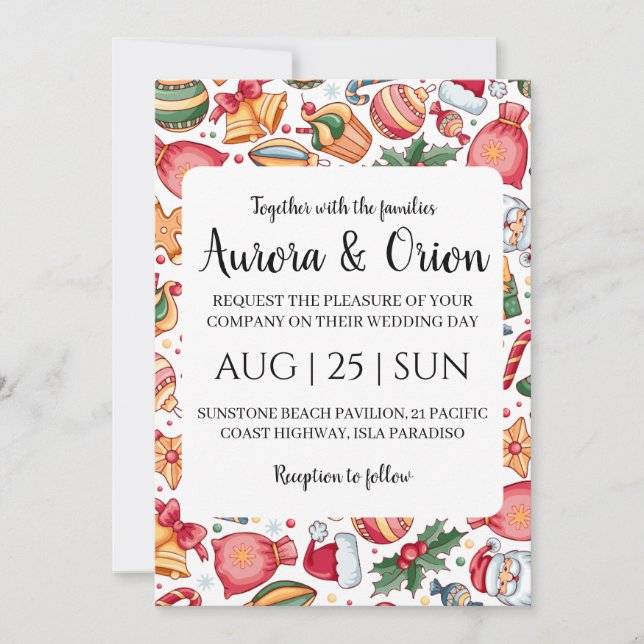 Convite cartas de casamento elegantes de natal de natal (Frente)