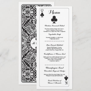 Convite Cartas de Jogar do Casamento Menu Ás de Paus