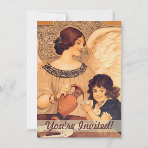 Convite Cartaz Antigo do Anjo do Chocolate Francês: Arte V