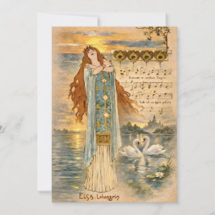 Convite Cartaz Art Nouveau Elsa Lohengrin com Cisnes