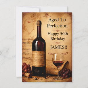 Convite Cartaz de Aniversário de Vinho Vintage Envelhecido