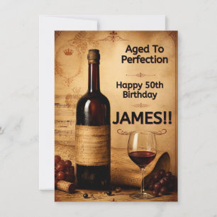 Convite Cartaz de Aniversário de Vinho Vintage Envelhecido