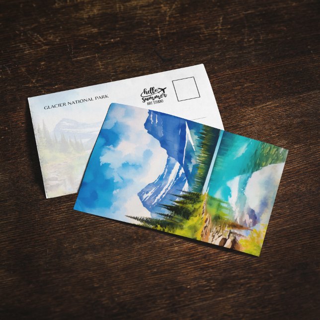 Convite Cartaz de Aquarela do Glacier National Park Montan (Criador carregado)