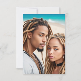 Convite Cartaz de Arte Digital de Casal Romântico na Praia