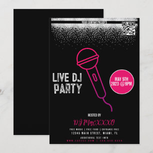 Convite Cartaz de Bar de Clube de Festa Noturna com DJ ao