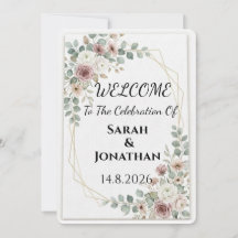 Cartaz de Boas-Vindas de Casamento Geométrico Flor