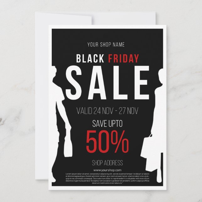 Convite Cartaz de desconto de venda da Black Friday (Frente)