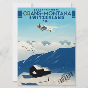 Convite cartaz de esqui crans-montana Suíça