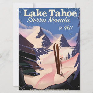 Convite cartaz de esqui vintage sierra nevada lago tahoe