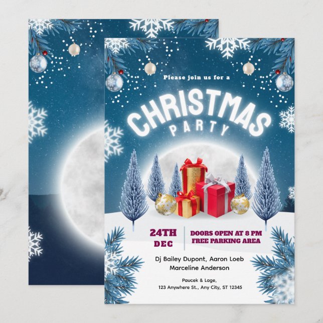 Convite Cartaz de Evento de Festa de Natal (Frente/Verso)