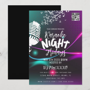 Convite Cartaz de Evento de Noite de Karaokê em Bar e Club