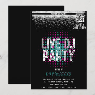 Convite Cartaz de Evento Noturno de Música ao Vivo com DJ 